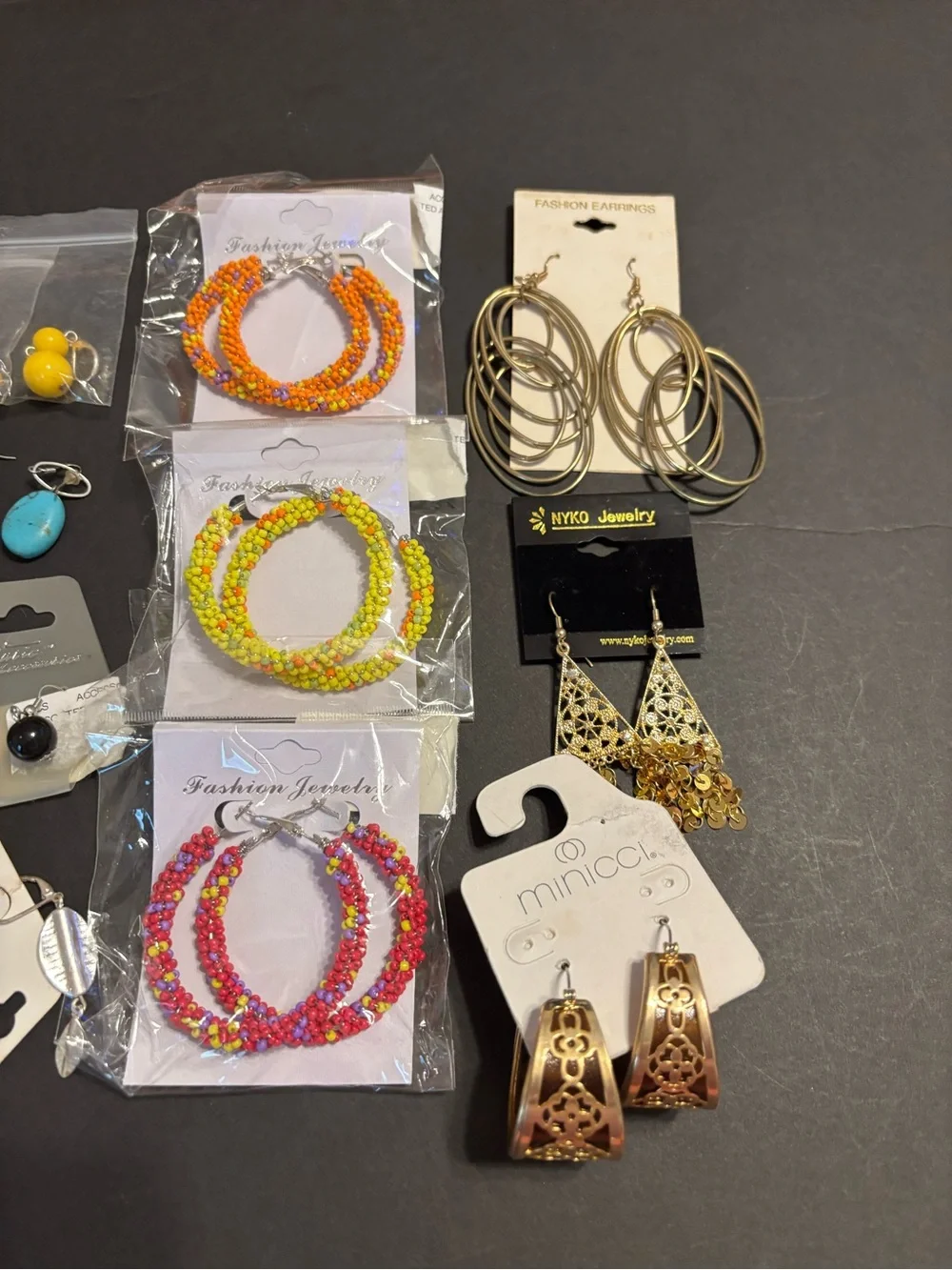 NWT 18 Pair Fashion Earrings Lot Bundle Hoops Beaded Dangle Pearl Colorful Jwlry